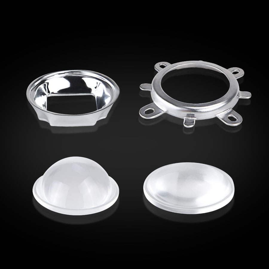 44mm Optical Glass LED Lens Set 60/120 Degree+50mm Reflector Collimator+Fixed Bracket For Spotlight High Power COB LED Chip Lamp