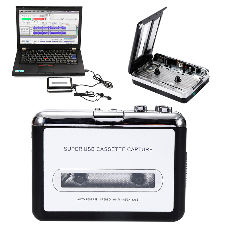 Rechargable USB Portable Cassette Tape to MP3 CD Converter Capture Audio Music Player Cassette Recorders & Players coverters