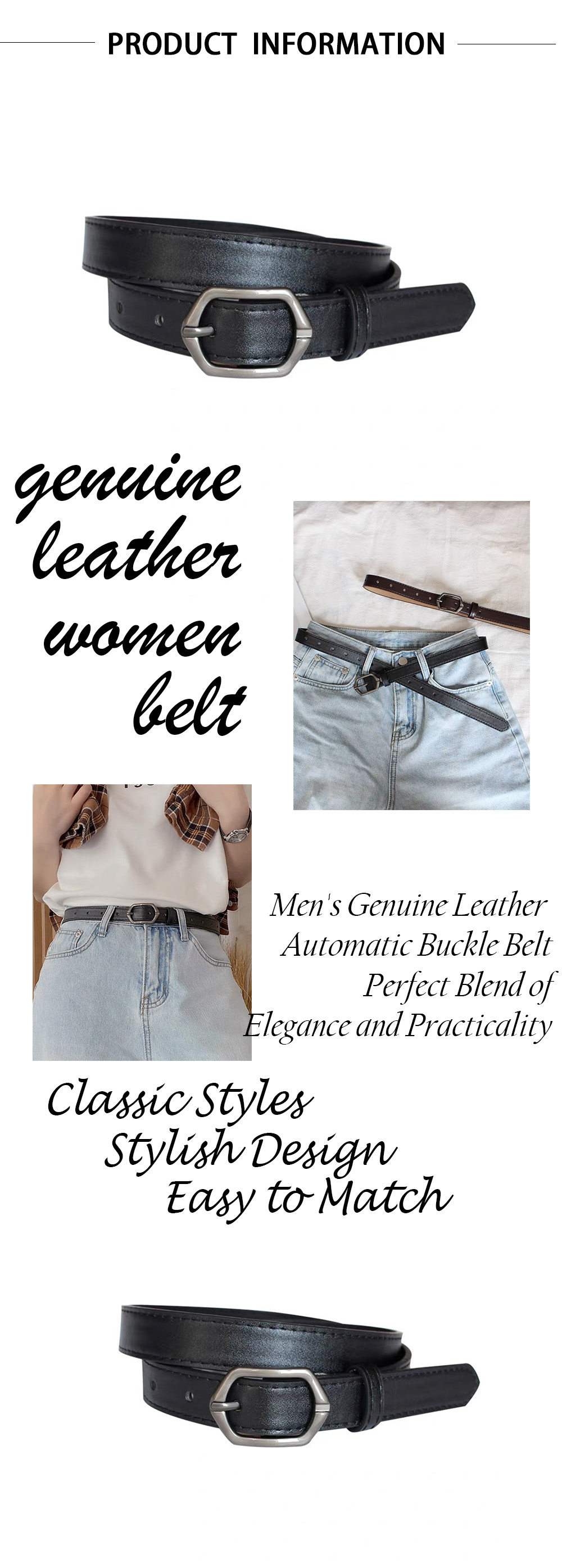 Ladies Thin Leather Belt