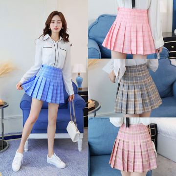 Harajuku Short Skirt New Korean Plaid Skirt Women Zipper High Waist School Girl Pleated Plaid Skirt Sexy Mini Skirt