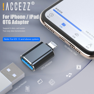 !ACCEZZ OTG USB Adapter Lighting Male to USB3.0 iOS 13 Charging Adapter For iPhone 11 Pro XS Max XR X 8 7 6s 6 Plus iPad Adapter