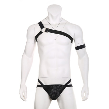 Men Sexy Bondage Tops Harness Set Shoulder Strap Lingerie G String Thong Jockstrap hombre Man Underwear Nightclub Rave Wear