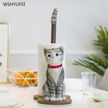 Direct kitchen paper vertical cartoon cat free punching toilet roll paper tray tray cute three-dimensional bathroom storage