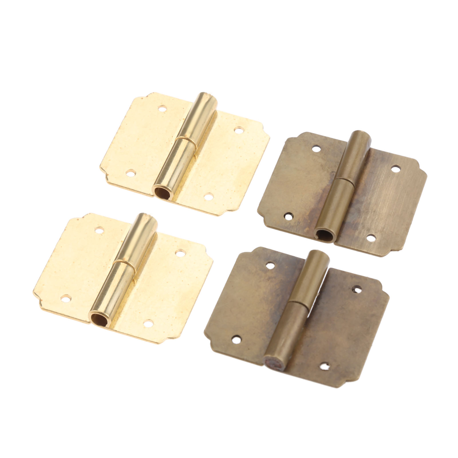 DRELD 2Pcs 33*29mm Brass Furniture Hinges Cabinet Drawer Door Hinge Antique Bronze Decorative Hinges Fittings For Jewelry Box