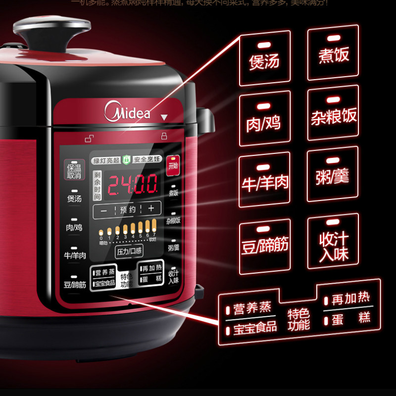 5L Electric Pressure Cooker Time Presetting Smart Home Rice Cooker 220V