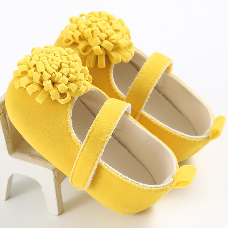 flowers yellow baby girl shoes princess toddler shoes newborn gift soft soled 0-18 months