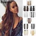 Long Straight Ponytail Wrap Around Ponytail Clip in Hair Extensions Natural Hairpiece Headwear Synthetic Hair Brown Gray 613
