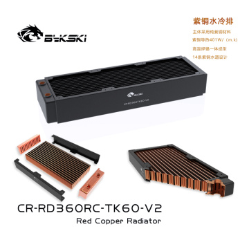 Bykski 60mm Thick 360mm Copper Computer Water Coolant Discharge Heat Sink Exchanger Radiator for 3*12cm Fan Raidator