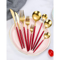 9pcs set, colorful stainless steel flatware set, dinner cutlery set, gold fork and spoon set, table fork spoon, cake spoon set