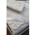 New Collection-DowryWorld-French Laced Ribbed Belinda Duvet Cover Set Cream %100 Cotton