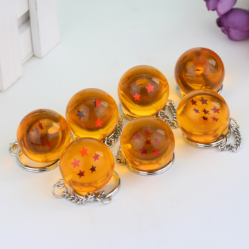 Hot Anime Keychains Orange Pvc 1-7stars Goku Key Chains Plastic Pendant Llavero Chaveiro Gift For Fans