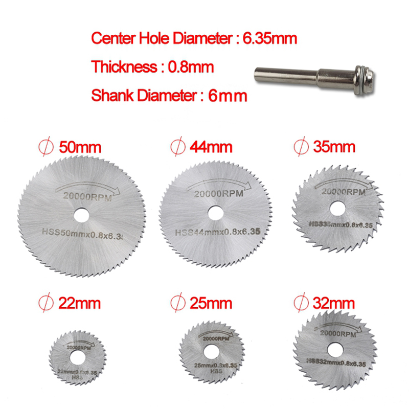 7pcs/Set 30mm Mini Diamond Saw Blade Silver Cutting Discs With 2X Connecting Shank For Dremel Drill Fit Rotary Tool