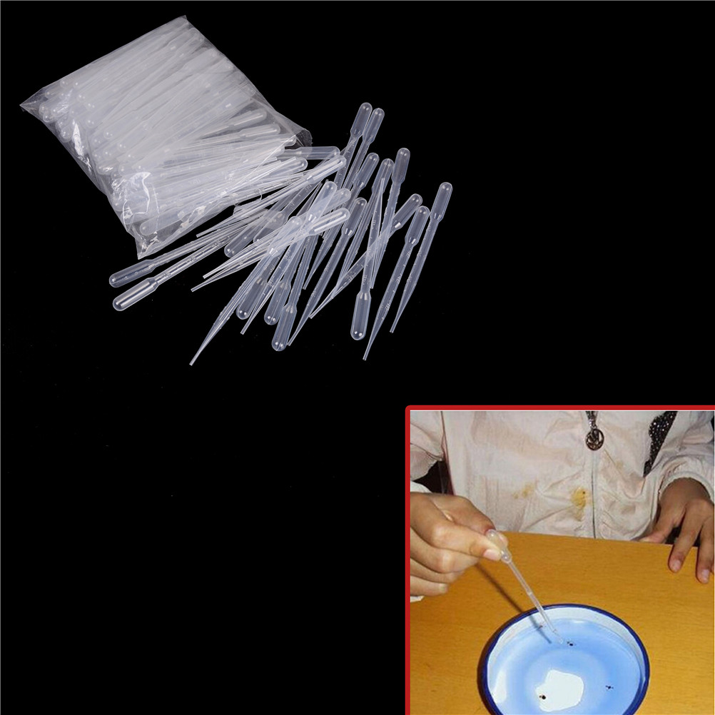 100PCS/set Disposable Safe Plastic Eye Dropper 3ML Transparent Pipettes Transfer Graduated Pipettes For Lab Experiment Supplies