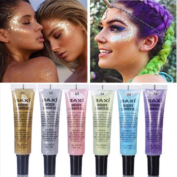 6 Colors Holographic Lip Flash Nail Decoration Tattoo Sequins Eye Makeup Eyeshadow Shimmer Body Glitter Gel Tattoo Sequins