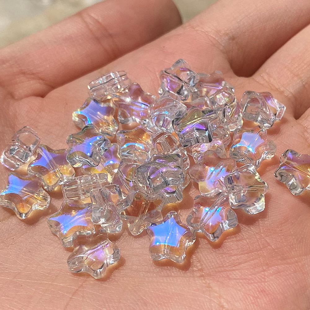 8x8mm 60pcs Mermaid AB Color Star Lampwork Crystal Czech Glass Spacer Beads For Jewelry Making Handmade DIY Accessories Hairpin