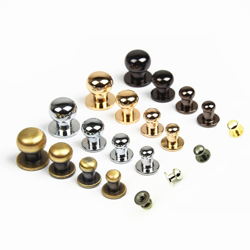 YIBO 10pcs 4-10mm monk head nipple rivet sewing leather metal crafts solid nail screw rivet luggage accessories belt rivet