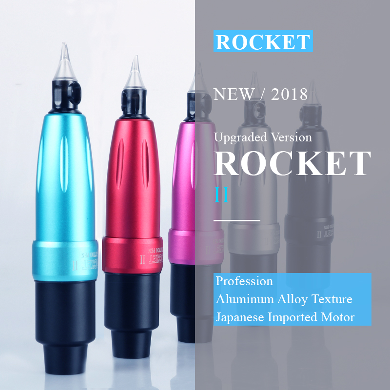 Newest Rocket II Motor Tattoo Pen Tattoo Machine Rotating Tattoo Machine Space Aluminum Tattoo Gun Equipment Free Shipping