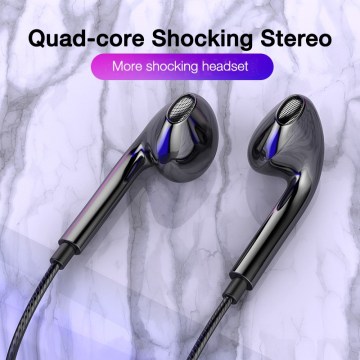 Quad-core Mobile Wired Headphones In-Ear 3.5mm Sport Earbuds with Bass Phone Earphone Wire Stereo Headset Mic Music Earphones