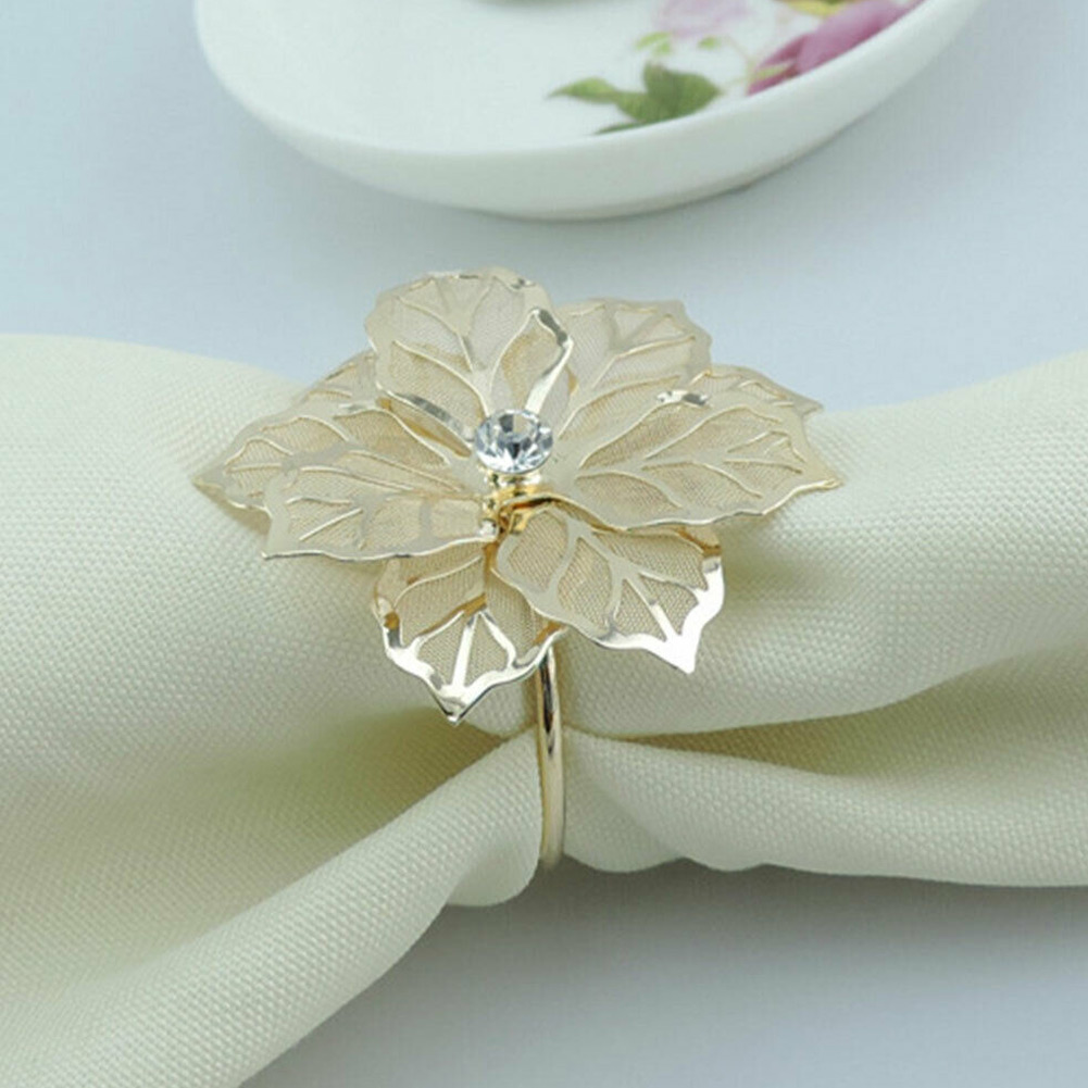 12 Pcs Floral Metal Rings Napkin Holder Dinner Wedding Towel Ring for Party Table JAN88