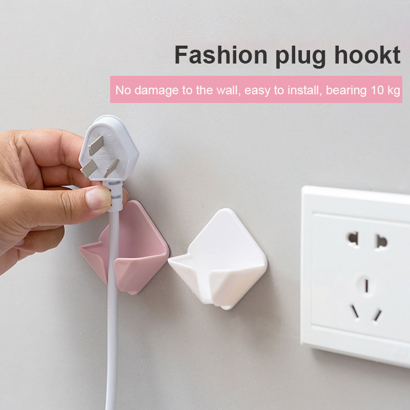 Wall Storage Hook Power Plug Socket Holder Home Wire Plugs Adhesive Hanger Home Office Storage Racks Bathroom