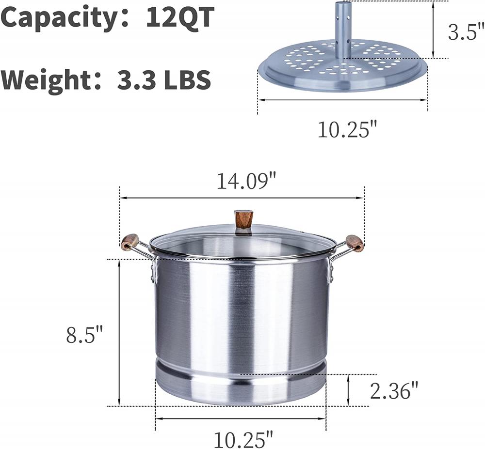 12Qt Aluminum Tamale Steamer Pot