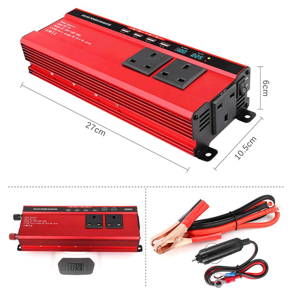 Inverter Peak 5000W DC12V/24Vto AC 220V Modified Sine Wave Voltages Transformer Power Converter Car Power Inverter+Led Display