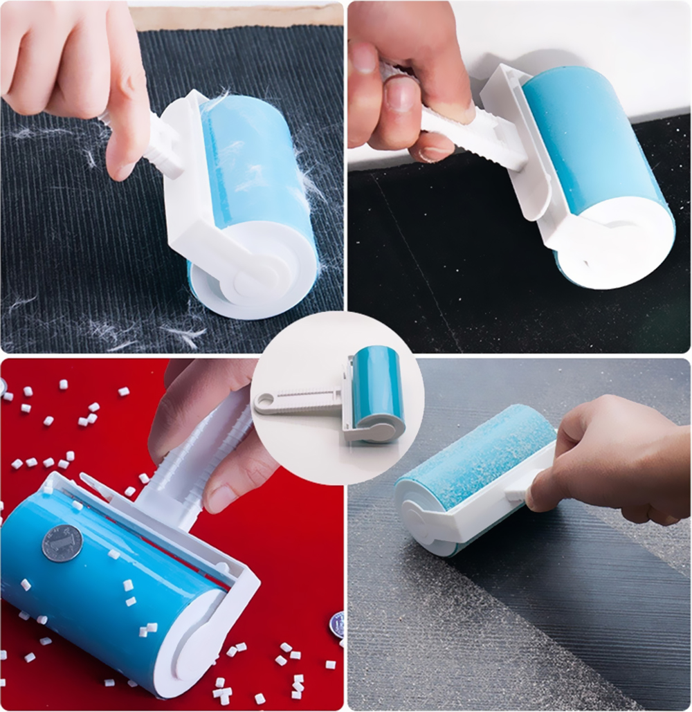 1PC Portable Washable Dust Filter Drum Roll Sticky Hair Removal Device with Cover Cleaner Cleaning Brush Lint Rollers Brushes