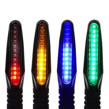 2pcs Flowing LED Motorcycle Turn Signal Indicators Sequential Blinkers Flashers Flexible Bendable Amber Light Lamp