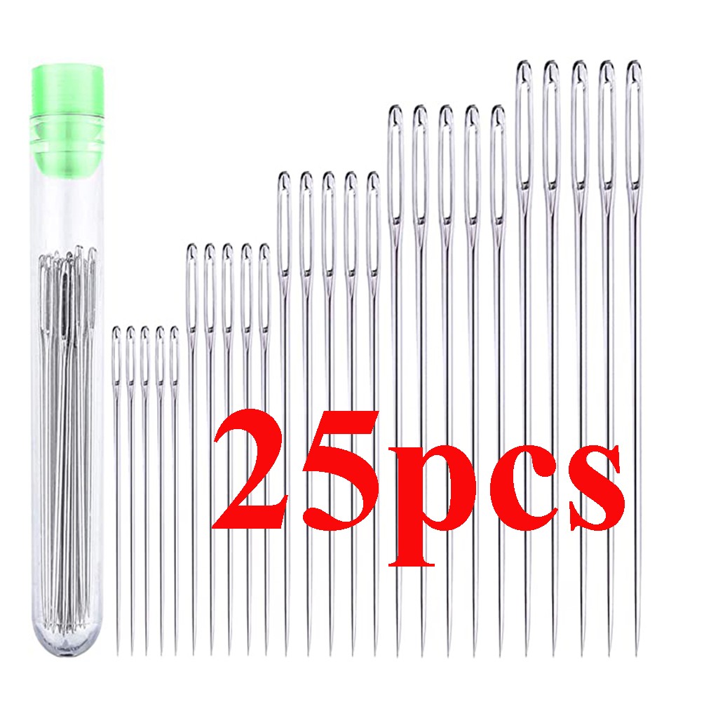 25pcs 5 Sizes Sewing Needless Household Funiversal Stainless Steel Darning Hand Sewing Needles Embroidery Tool Diy Accessories