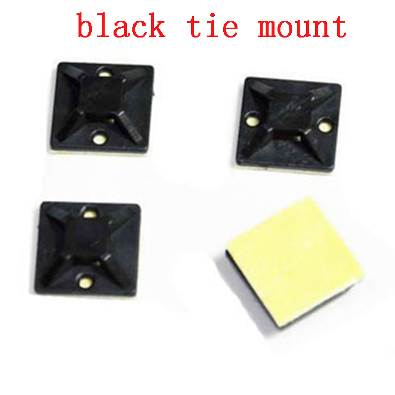 20mm*20mm black Tie Mount Plastic Self Adhesive Cable Mounter Base Holder White glue type cable positioning fixed seat 100pcs