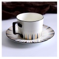 Fashion American Style Modern Deisgn Coffee Tea Set Cup and Saucer Geometry for Business Gift Restaurant Use House Use 200ml