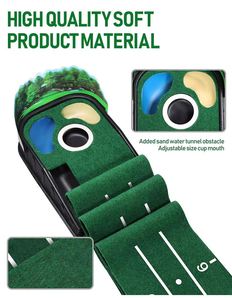 Golf Putting Mat 3 Hole Portable Indoor Outdoor Eco-Friendly Dual Color Realistic Green Practice Surface Lightweight Travel Golf2