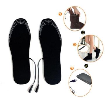 1 Pair USB Heated Shoe Comfortable Soft Lint Electric Heated Shoe Insoles Winter Outdoor Sports Feet Warming Insoles