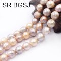 Free Shipping Beautiful Nearly Round Reborn Edsion Freshwater Pearl Beads Strand 15"