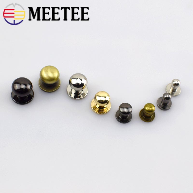 20pcs Meetee 4-12mm Nipple Nail Buckles Metal Rivet for Bag Purses Fastner Clasps Studs Screw Buttons Leathercraft Accessories