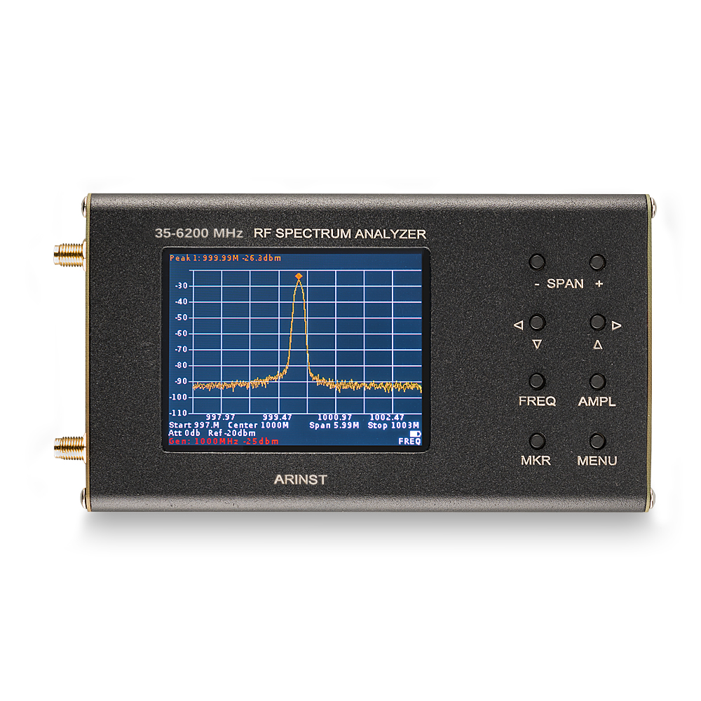 Portable RF spectrum analyzer Arinst SSA-TG R2 with tracking generator 35-6200 MHz, with touch screen