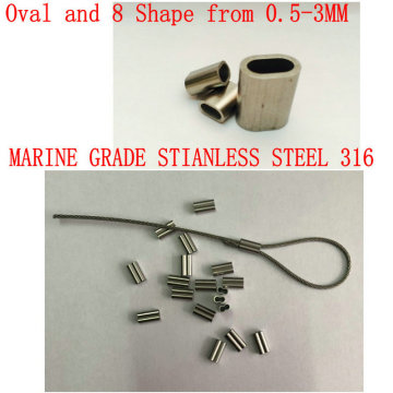 HQ SS316 Marine Grade Stainless Steel 316 OVAL Ferrule Sleeve Wire Rope Clip 8 Shape Double Holes Ferrule Sleeve Clamp 0.5-3MM