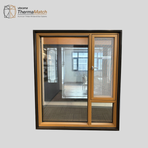 Sleek Thermal Break Casement Window with Wood Finish