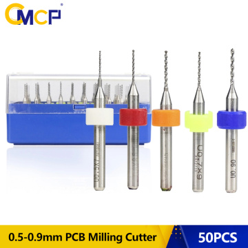 CMCP 50pcs/Set 3.175mm Shank PCB Drill Bit Hard Alloy Print Circuit Board Engraving Tool Carbide Micro Drill Bits Tool 0.5-0.9mm