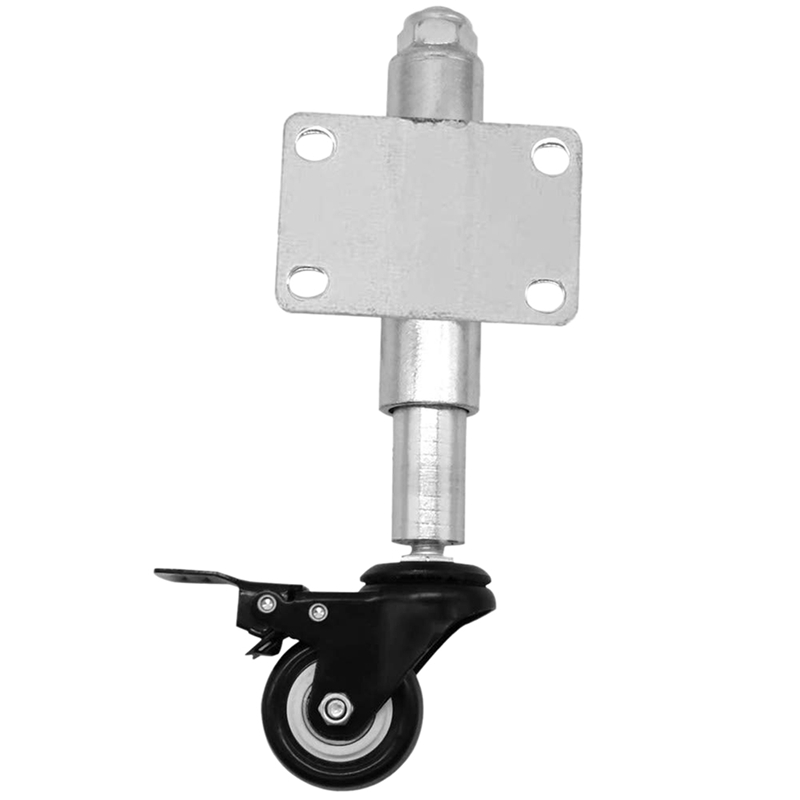 2 Inch PU Spring Loaded Gate Swivel Caster Fence Hardware Swivel Gate Wheel with Brake 110Lbs Load Cap