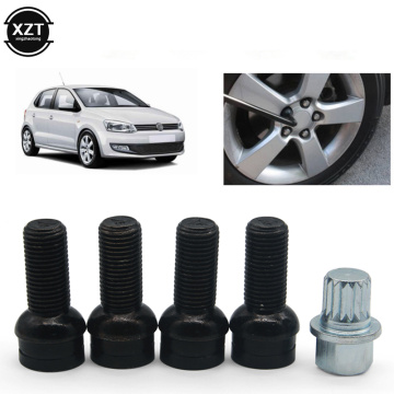 Steel Wheels Bolt Key & Lock Lug Nut Set For VW/Golf/Jetta/Beetle/Passat/Audi Black Car Accessories 4+1 M14x1.5x27.5 8D0601139F