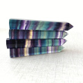 RUNYANGSHI Natural Fluorite Crystal Colorful Striped Fluorite Quartz Crystal Stone Point Healing Hexagonal Wand Treatment Stone