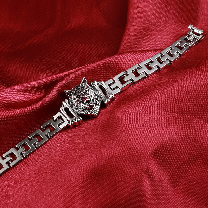 New Arrival Men Stainless Steel Bracelet Byzantine Style Men Jewelry Accessories Male Leopard Wolf Head Charm Wristband pulseira