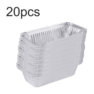 20PCS Disposable BBQ Drip Pan Non-stick Aluminium Foil Box Heat-resistant BBQ Tin Tray Disposable Food Containers Outdoor