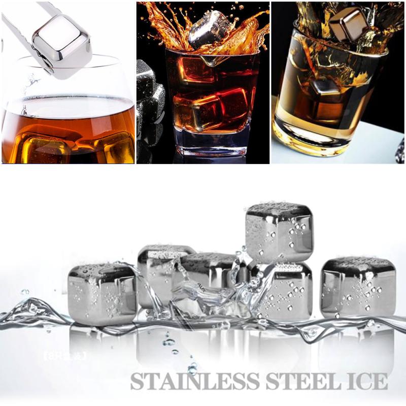 Stainless Steel Whiskey Stone Ice Cubes Bar KTV Supplies Wiskey Champagne/ Wine / Beer Cooler Ice Rocks Whiskey Stones