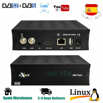 Axas His Twin DVB-S2/S HD Enigma 2 Satellite TV Receiver WiFi + Linux E2 Open ATV H.265 TV Box Fat Decoder