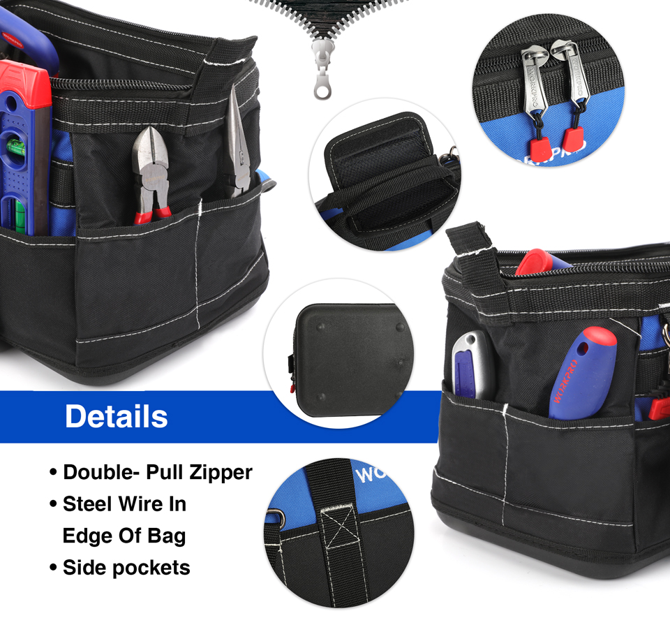 WORKPRO Tool Bag 14/15/16" Heavy Duty Tool Storage Bag Large Capacity Tool Organizer Multi Bag Men Crossbody Bag for Tools