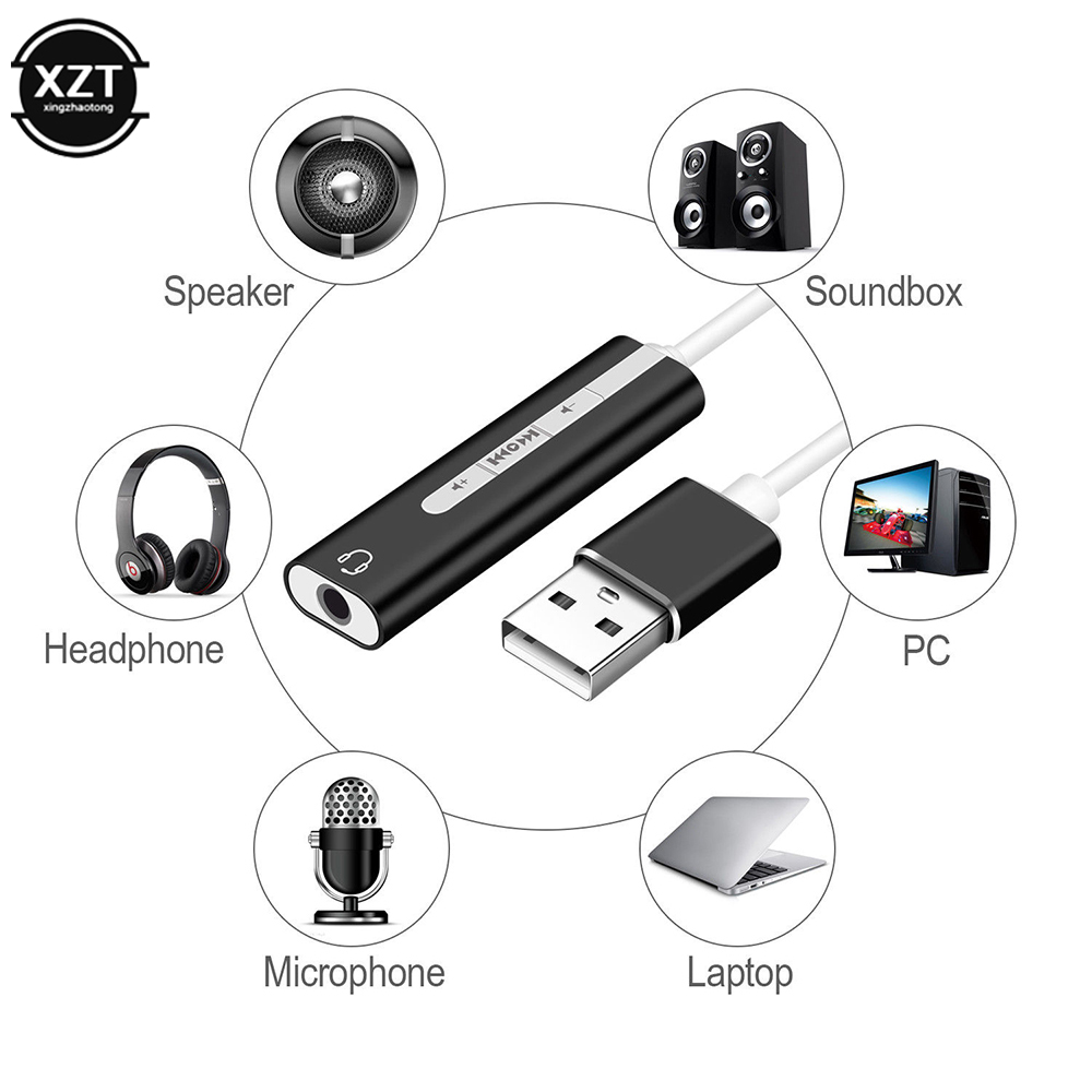 External USB Sound Card USB to 2 in 1 3.5mm Jack 7.1 Adapter 3D Audio Headset Microphone MIC Dual Function Adapter for pc laptop