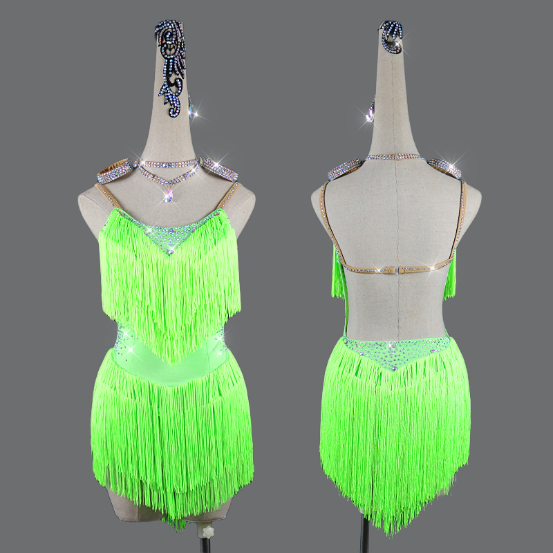 Selling Latin Dresses For Women Latin Dance Skirt Tango Salsa Gogo Dance Costume Party Dancer Singer Fringe Tassel Red Dress