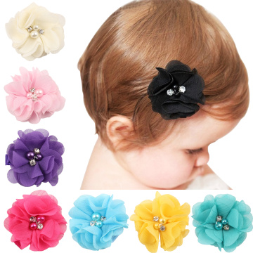 Baby hair solid Chiffon Flower clips Newborn baby Mini Hair Clips Hair Accessories Kids Hair Barrettes girls flower clips